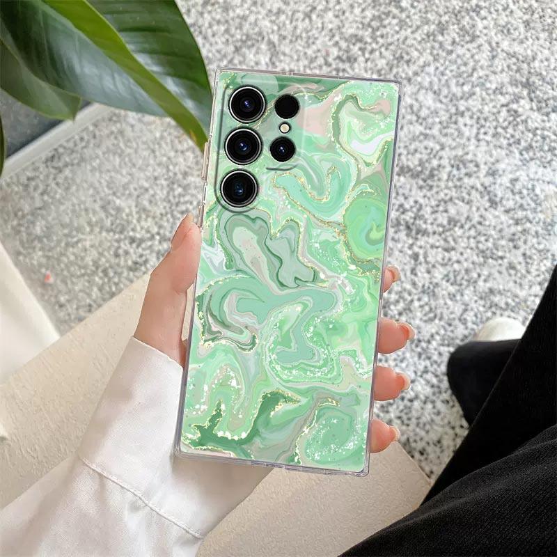 Flowing Color Marble Pattern Phone Case S25Ultra For Samsung Galaxy S25 S24 S23 S21 Ultra S20 FE S22 Plus A35 A55 5G Clear Cover