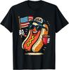 Funny 4th of July Hotdog Fourth of July Patriotic USA Flag T-Shirt