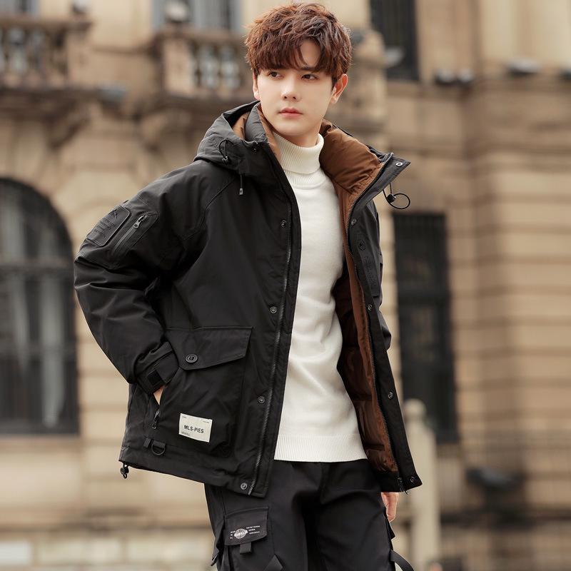 

Men s Plus Size Short Winter Down Jacket - Thick, High-End Outdoor Mountaineering Coat XL чорний