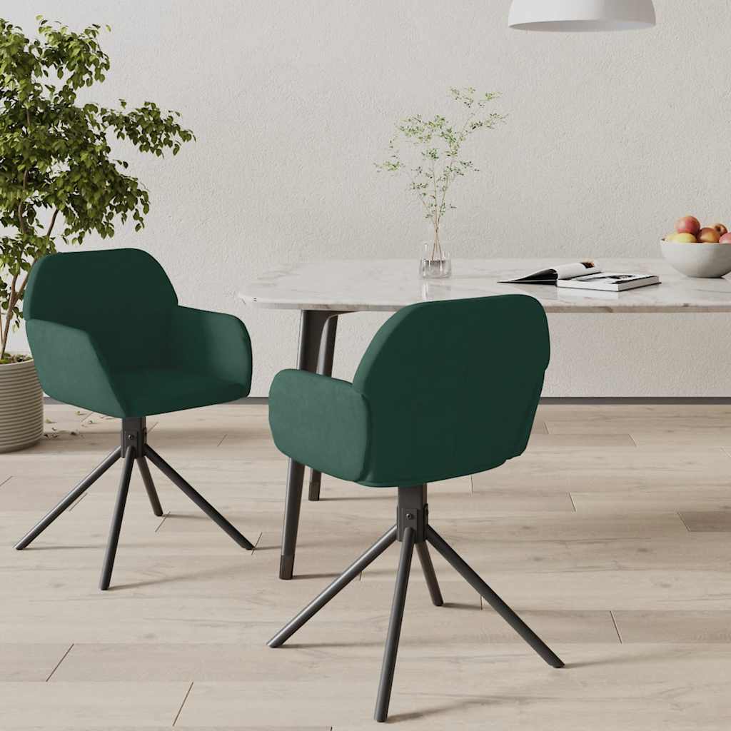 Dining Chairs 2 Pcs Swivel Dark Green Velvet