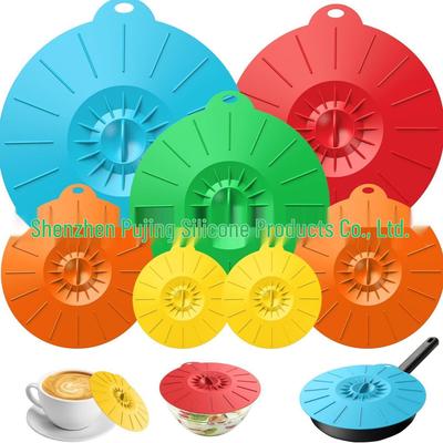 Juego de Tapas de Silicona para Conservar Frescura: 7 Tapas Selladoras de Vacío Resistentes a Altas Temperaturas y Fáciles de Limpiar para Ollas y Tazas