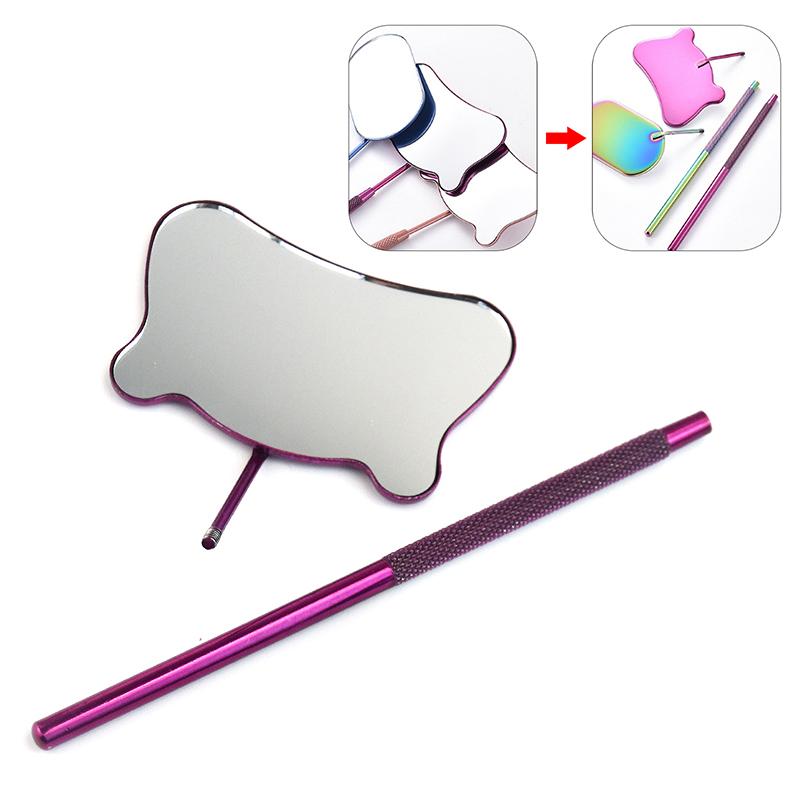 1ks kočičí hlava z nerezové oceli multifunkční kontrolní zrcadlo řas prodlužování řas krása make-up Přenosná zrcátka na řasy