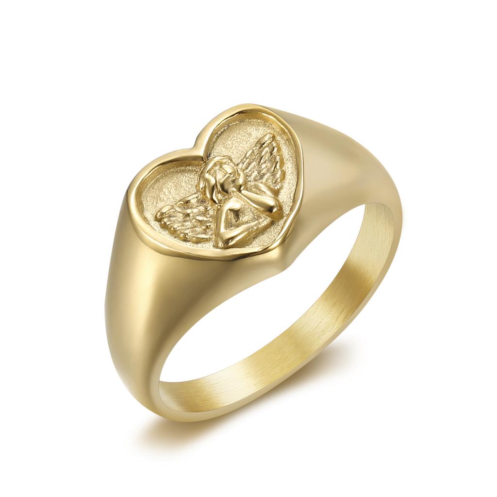 Scegli Anello Minimalista Personalizzato Angelo Acciaio Inossidabile Lucidato Durevole