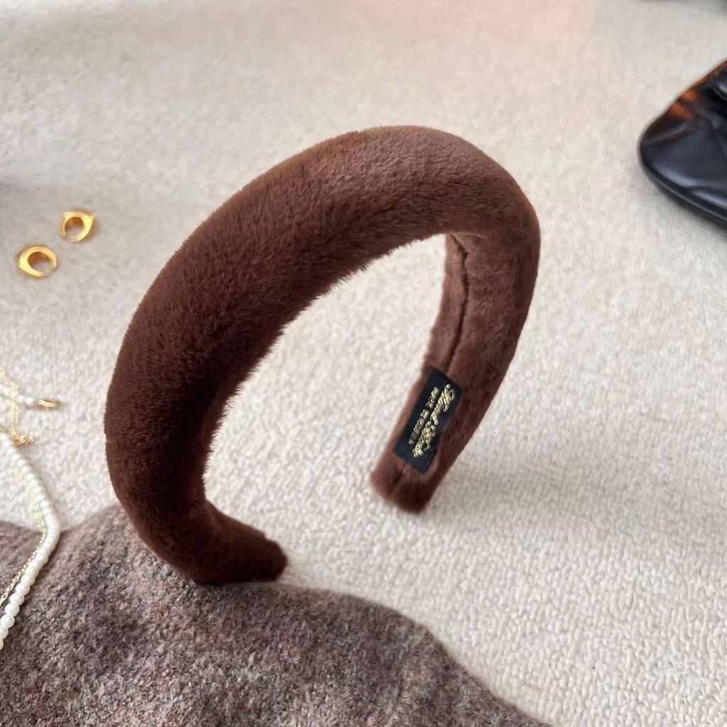 

Плюшевая Повязка на Голову с Темпераментом Женская Корейский Макияж Повязка для Умывания Лица Однотонная Повязка для Непослушных Волос Аксессуары для Волос для Девочек