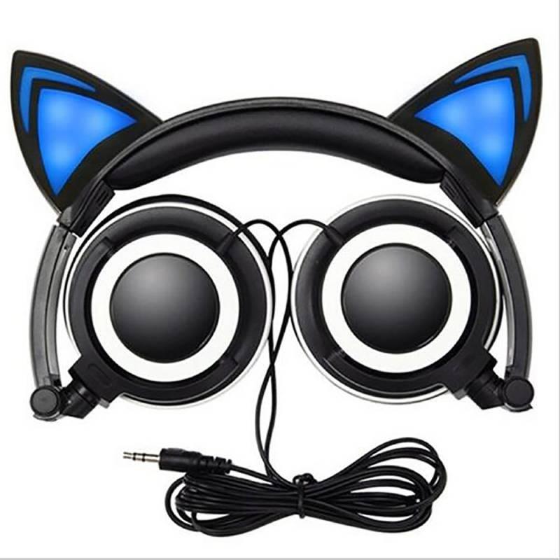 Foldable Headphones Cat Ear Led Music Lights Gaming Headset Stereo Super Bass