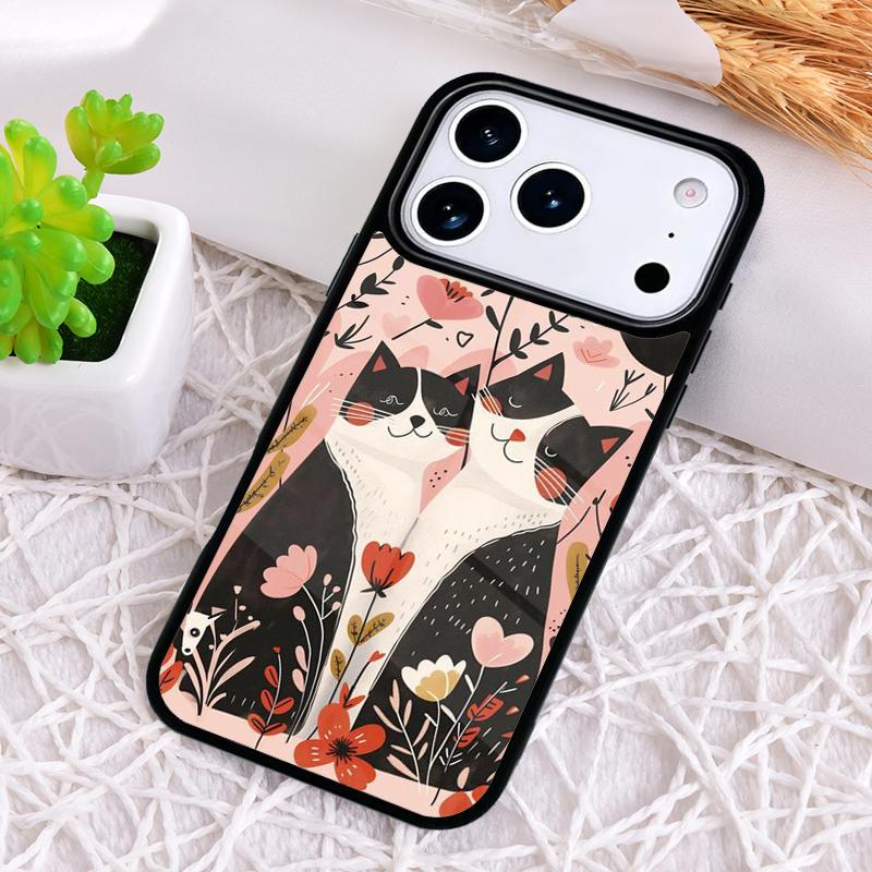 Cartoon Cat Kitten Phone Case for iPhone 17 Air 16 15 11 12 14 13 Pro Max Shockproof Cover
