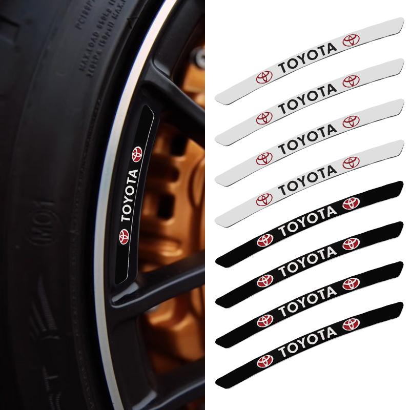 4Pcs Aluminum Car Wheel Hub Badge Sticker Tire Rim Decor Decal for Toyota Trd Corolla Camry RAV4 CHR Yaris Prius Prado Auris Avensis