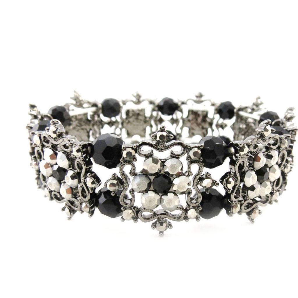 Les Trésors De Lily [D2205] - Designer Bracelet 'Lady Rose' Black