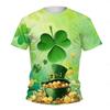 St irlandese. T-shirt Stampa 3D Trifoglio Fortunato a Quattro Foglie per Uomo Donna Estate Harajuku Verdi Magliette Oversize