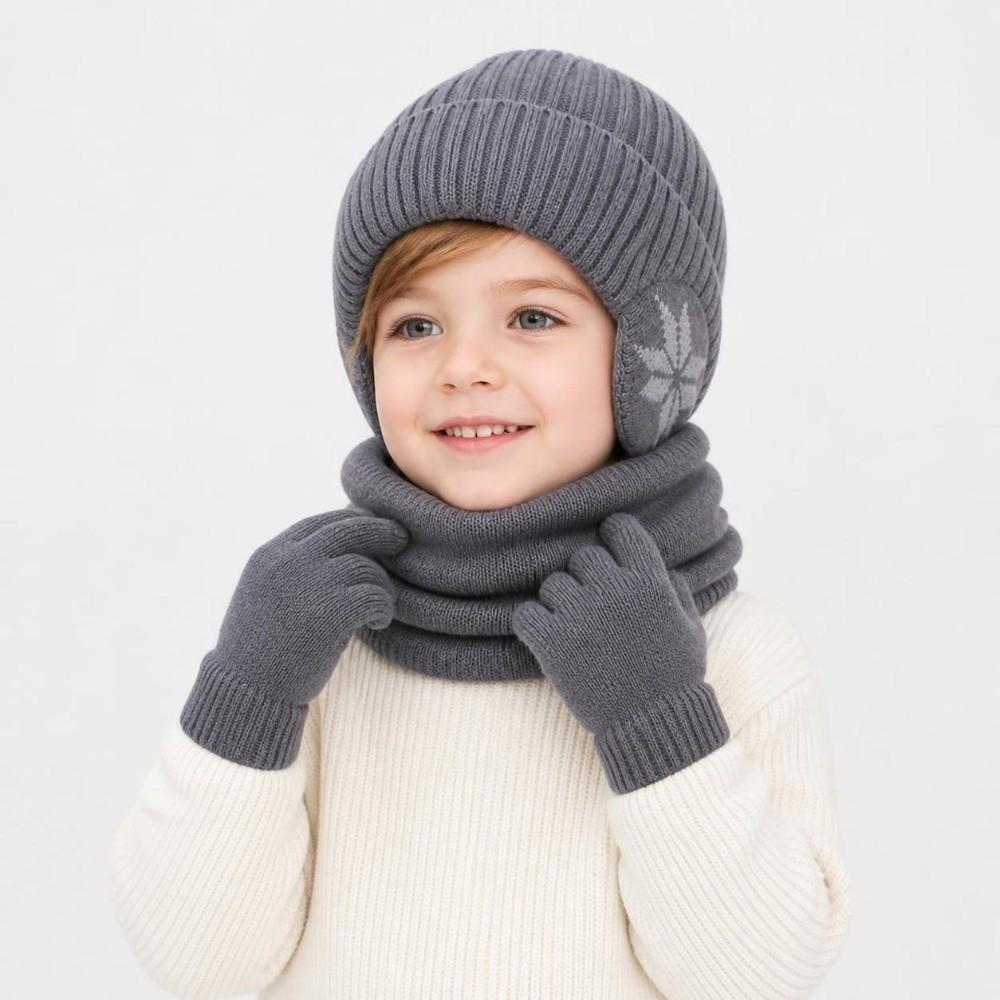 3Pcs Set Warm Winter Hat Scarf Gloves Set Fleece Lined Winter Accessories Set Children