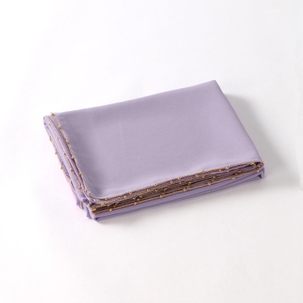 Fashion Bead Chain Chiffon Scarves Shawl Outdoor Windproof Head Wrap Chiffon Hijab Veil Solid Color Women Sunscreen Headscarf