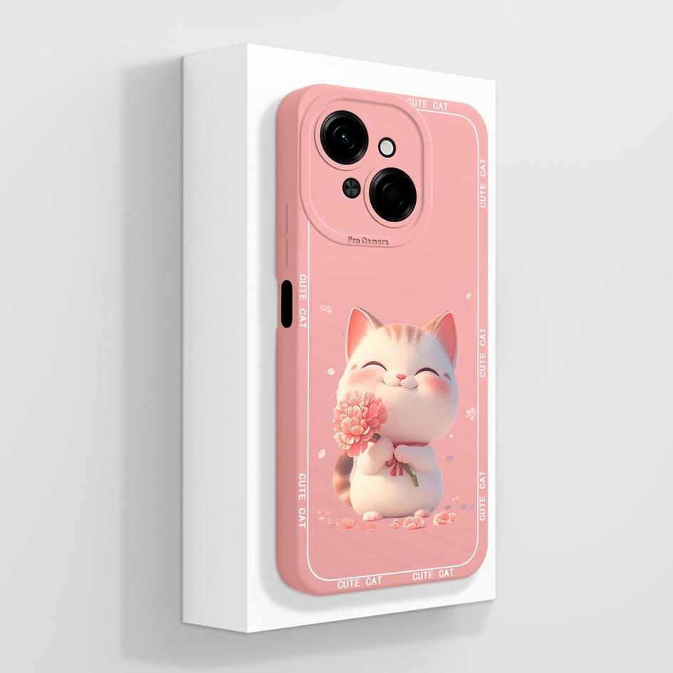 

Для Tecno Pova 4 5 6 Pro Neo 3 Pop 8 9 чехол для телефона жидкий силикон модный маленький медведь милый пухлый кот мягкая защита камеры телефон сумки для Tecno Capa Tecno Pova 5 4G