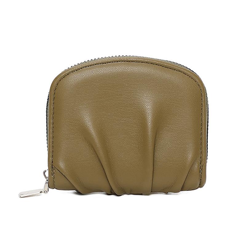 Stylish Design Mini Coin Purse Solid Color Versatile Functio Small Wallet Pleated Style Change Purse Coin Storage 1PC
