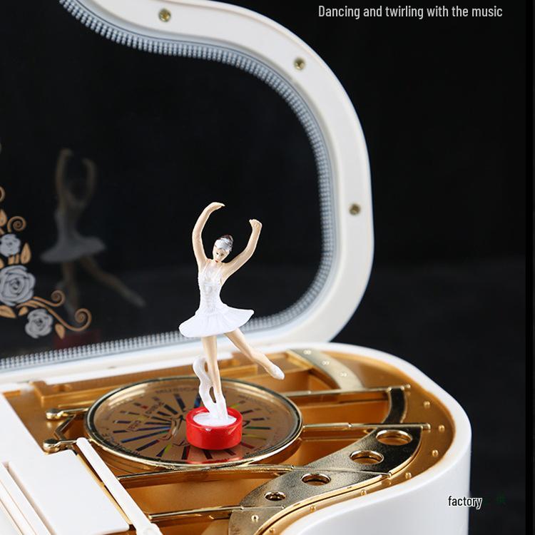 White Ballet Dancing Girl Grand Piano Music Box - Cute Birthday Ornament