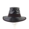 Excellent HERMES hat Hat with ribbon and logo lining black leather men 57 Used