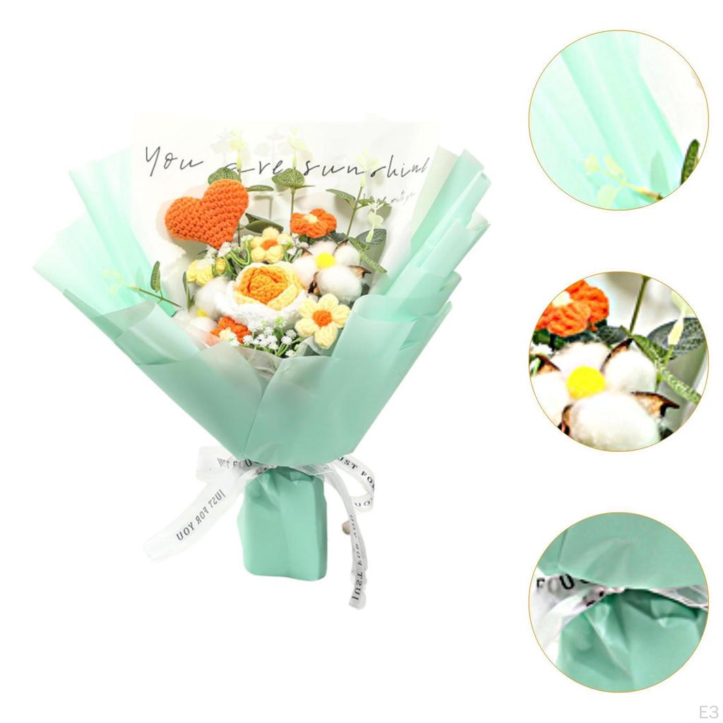 Bouquet of Crochet Flowers Done By Hand, Artificial, Versatile Interior Decoration, Love -knitted