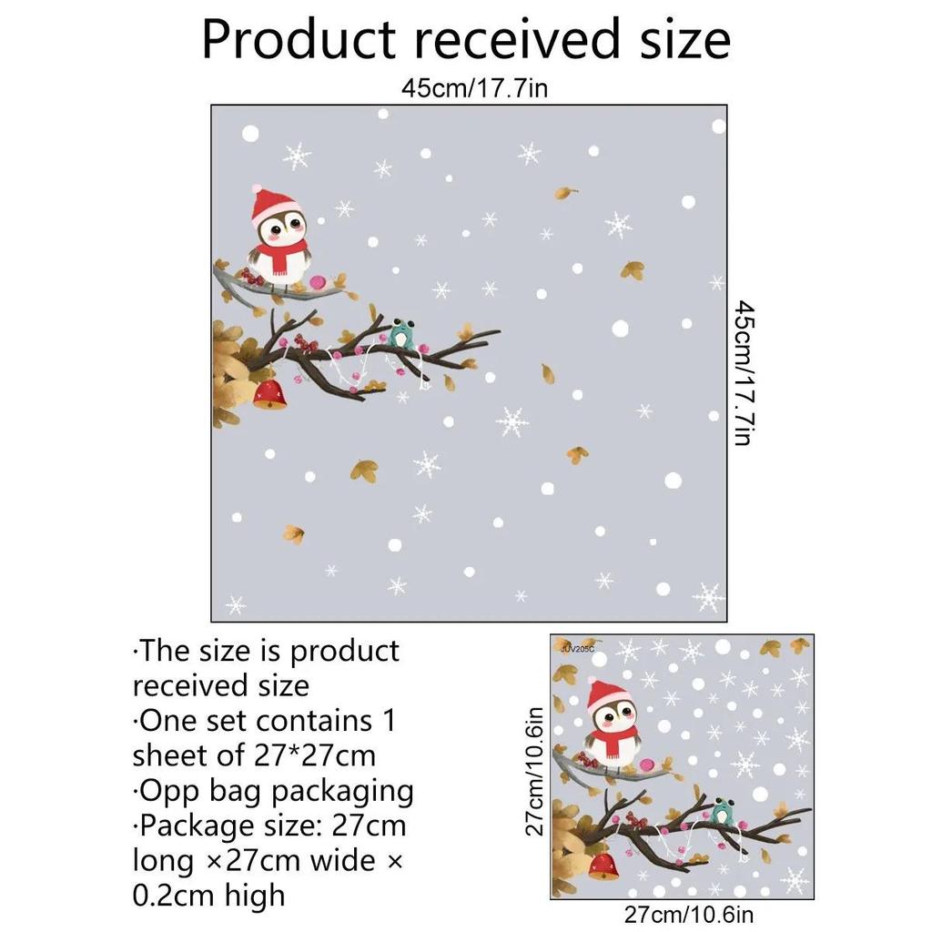 Christmas Wall Stickers Double Side Static Sticker Santa Claus Deer Xmas Tree Window Room Snowflakes Decor Sticker New Year 2022