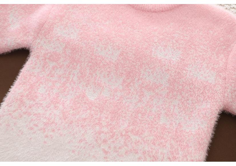 Starry Sky Pink Gradient Mother-Daughter Knit Sweater - 2023 Korean Style Loose Fit