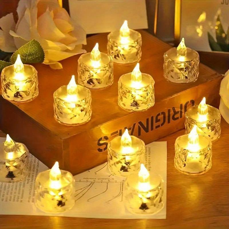 3PCS Flameless LED Light Candle LED Crystal Candle Light Electronic Night Lamp Dating Party Holiday Home Wedding Decoration