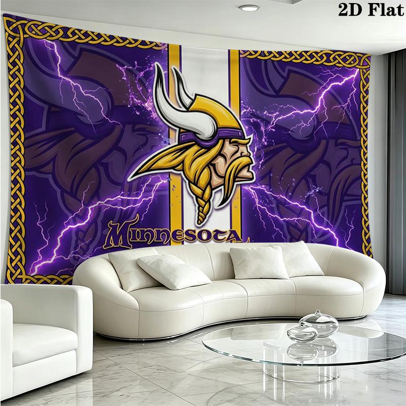Minnesota Vikings Wandteppich Ästhetischer Wandbehang Bedruckter Stoffdecke Dekorative Wandteppiche für Schlafzimmer Wohnzimmer Heimdekoration