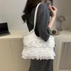 Sweet Lace Female Underarm Shoulder Bag Simple Pleated Women Travel Tote Bags Solid Color Portable Ladies Commuting Handbag