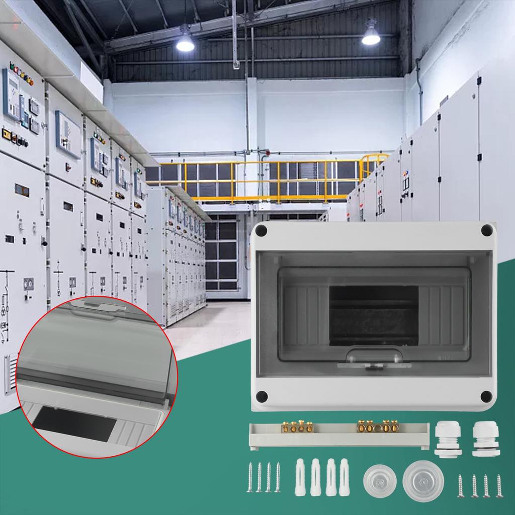 Outdoor Waterproof Distribution Box PC Surface-Mounted 1Row 8 Modules IP65 Fuse Box Connector Terminal 200X155X95mm Electrical