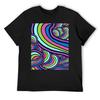 Geometric Groovy Psychedelic Art Hippie Retro 60's 70's Purple Green Blue T-Shirt Kawaii Clothes T-shirts Man Mens Tall T Shirts