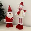 Christmas Plush Doll Decoration Stuffed Standing Snowman/Santa Claus/Elk Figurine with Retractable Long Leg for Holiday Winter Home Table Decor