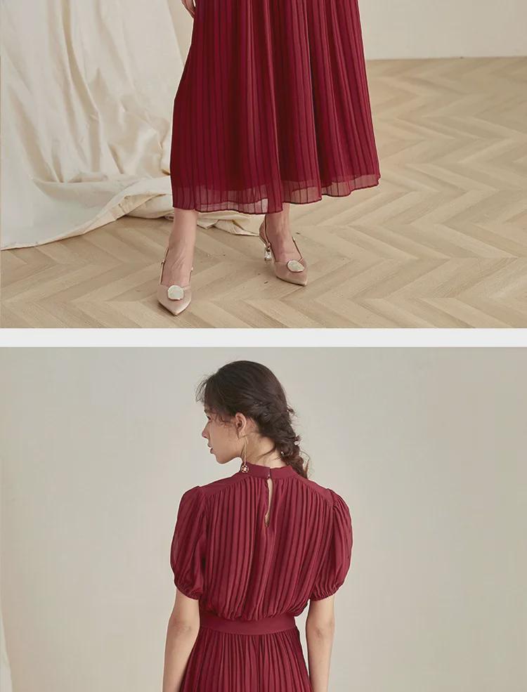 Elegantes, weinrotes Chiffon-Swingkleid für den Sommer 2024: Europäischer und amerikanischer Stil