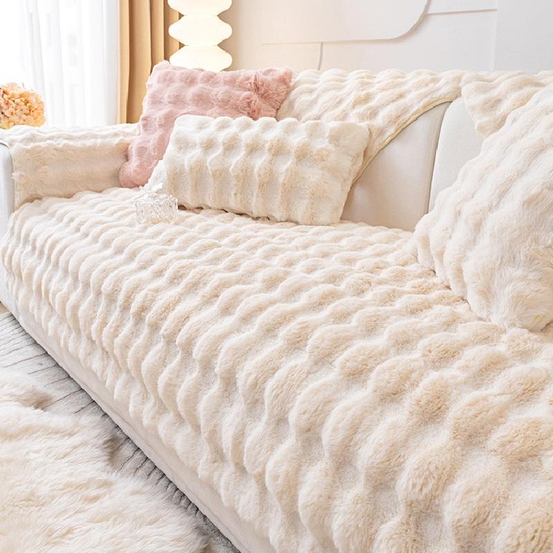 Soft Fur Rabbit Sofa Cover Universal Non-slip Blanket Mat Winter Warm Comfortable Towel Couch Cushion for Living Room Home Decor