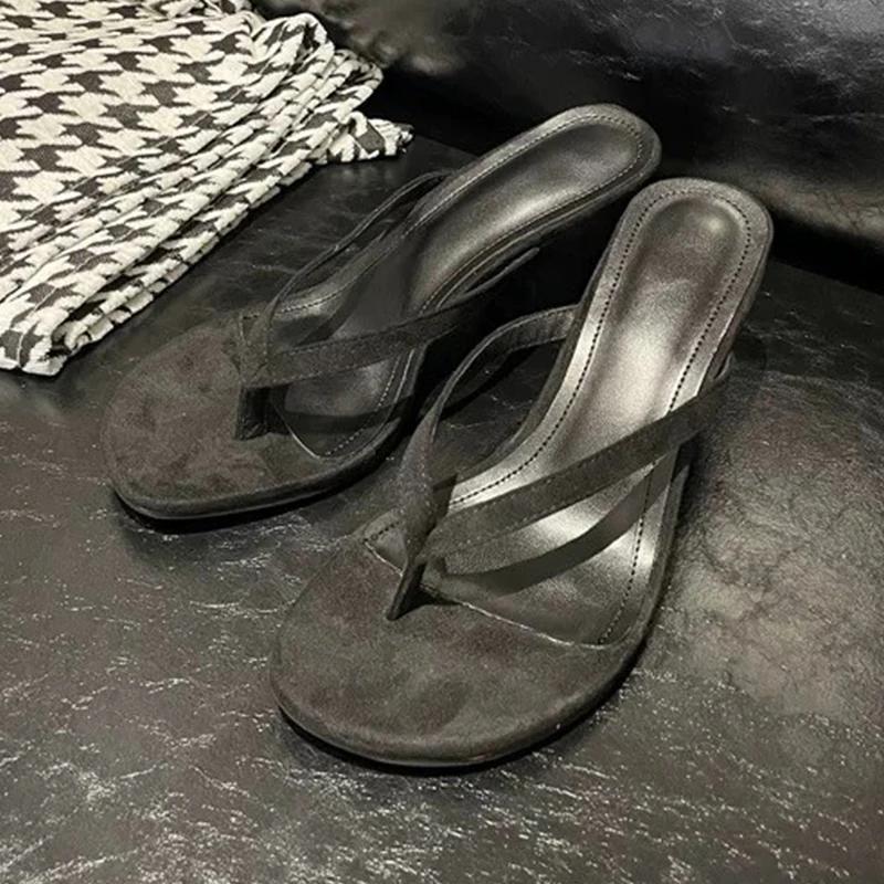 

Модные женские шлепанцы Туфли на высоком каблуке Сланцы с перемычкой Модные женские сандалии Летние туфли-лодочки 2025 Пляжные шлепанцы Элегантные сандалии для женщин 38 чёрный