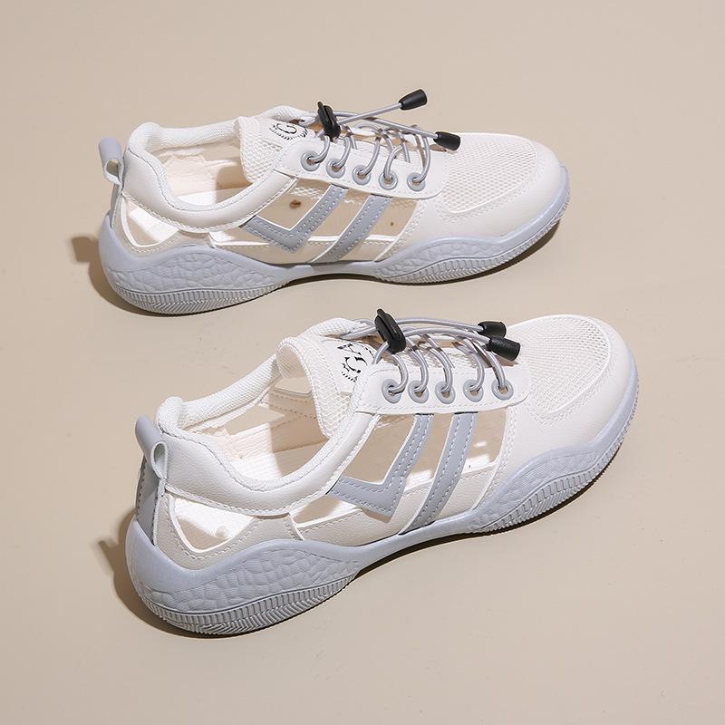 Little white shoes women's 2025 summer hollow breathable sports mesh shoes casual non-slip soft sole pregnant women bag head sandals women's tide