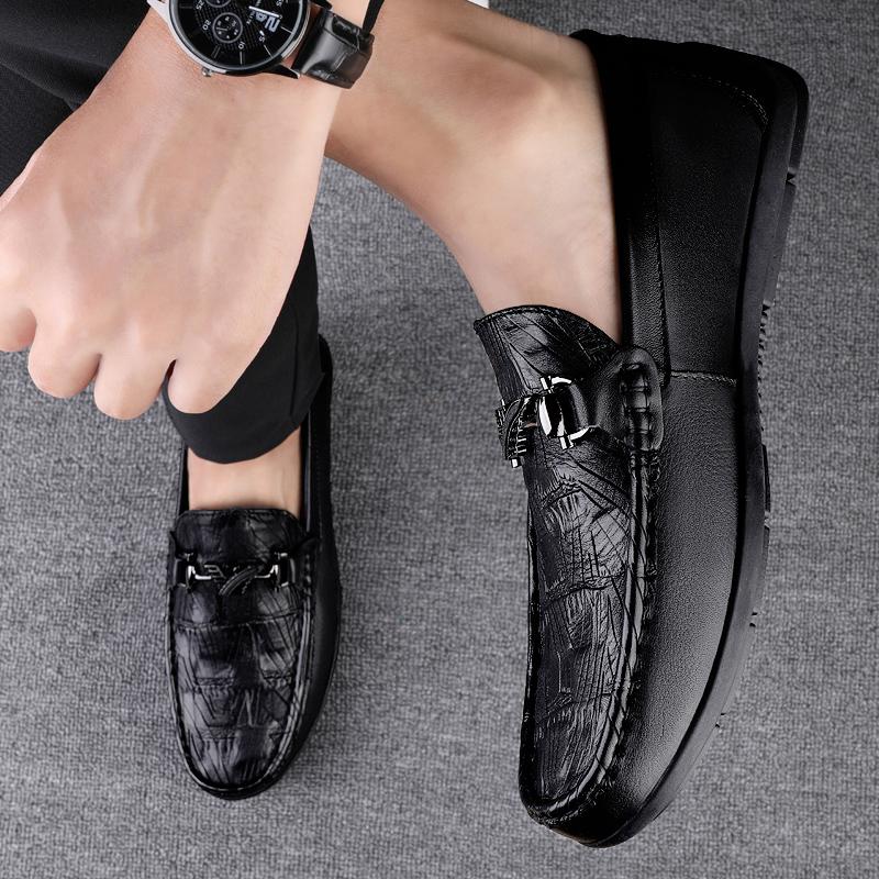 Fashion Men's Genuine Leather Loafers Classic Business Casual Slip-On Dress Shoes for Men Comfortable Stylish Office Work Formal Shoes