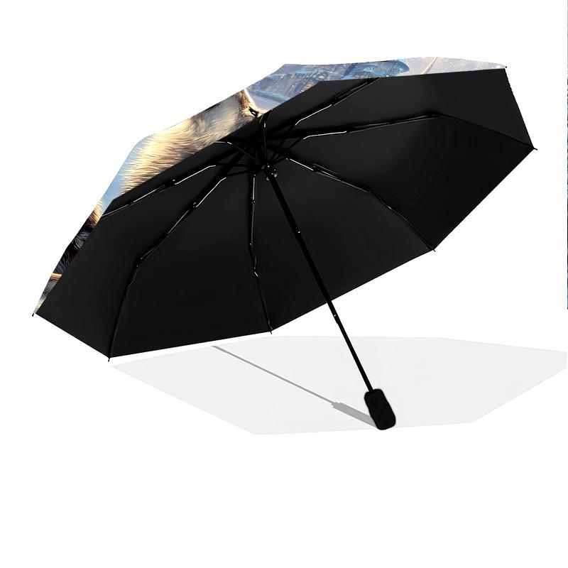 Wolfsmuster, automatisch faltbarer Regenschirm, tragbares und faltbares Design, 8 Rippen, ein Weihnachts- oder Geburtstagsgeschenk.