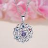 New Hot Sale Round Purple Edge Colorful Lotus Necklace