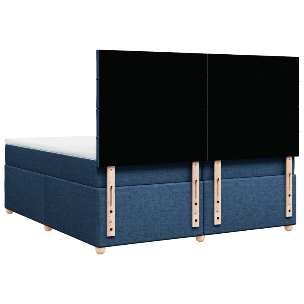 Box Spring Bed with Mattress Blue 200x200 Cm Fabric
