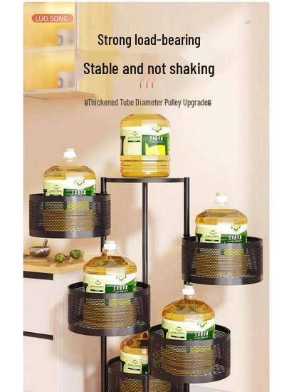 Drehbarer Multifunktionaler Küchenwagen mit Rädern - Bodenstehendes Mehrschichtiges Lagerregal für Snacks, Obst und Gemüse