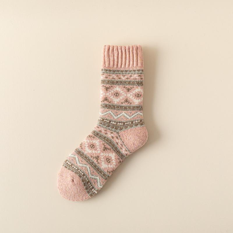 Wool Thickened Socks Women'S Terry Piled Super Thick Warm Medium Tube Socks Ethnic Trend Winter Home Socks Women