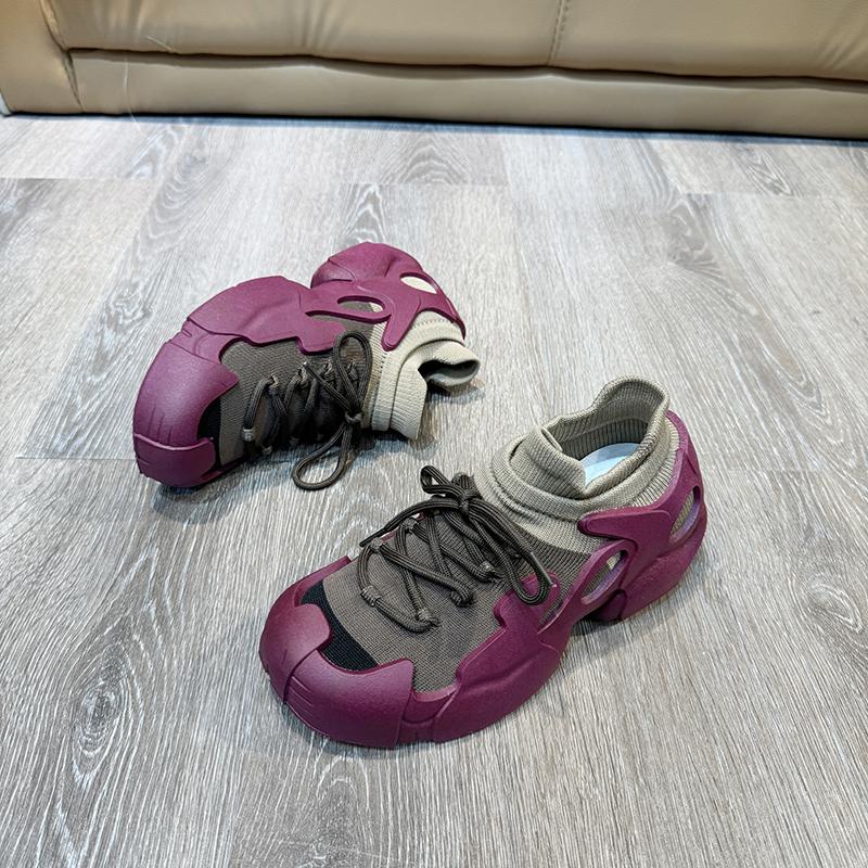 Fashion Women's Thick-soled Sneakers Lace-up Breathable Knitted Casual Shoes 2025 Spring and Autumn Fashion Tennis Shoes for Women