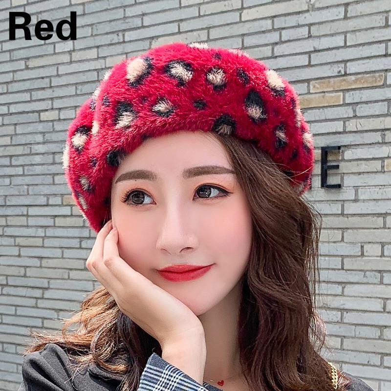 Autumn and Winter Leopard Print Beret Woman Fashion Wild Art Painter Hat Spotted Plush Hats