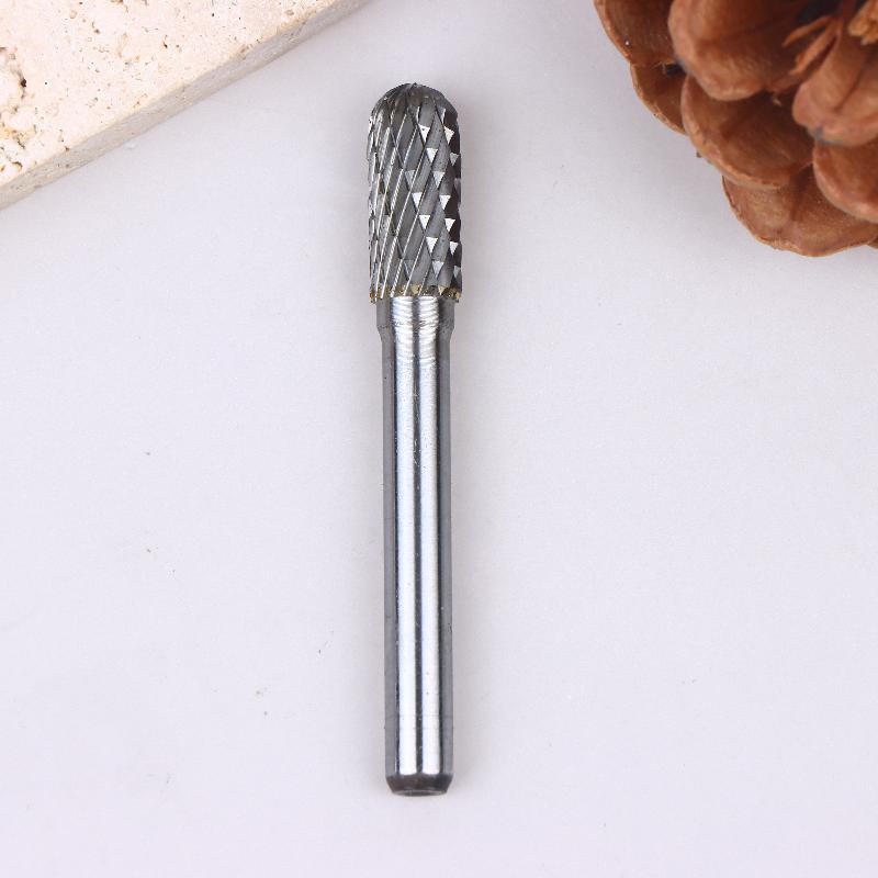 Tungsten Carbide Rotary File Burr Style C Ball Nose Cylinder 6Mm 1/4 Shank Mould Carving Tools Single Cut Milling Cutter