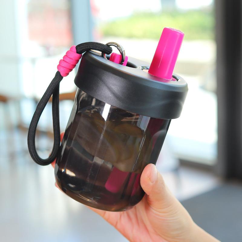 500ml Straw Cup With Leak-Proof Lid For Lady Cute Food Grade Heat Resistant Cup Tea Separation Filter Cups With Handle Water Cup