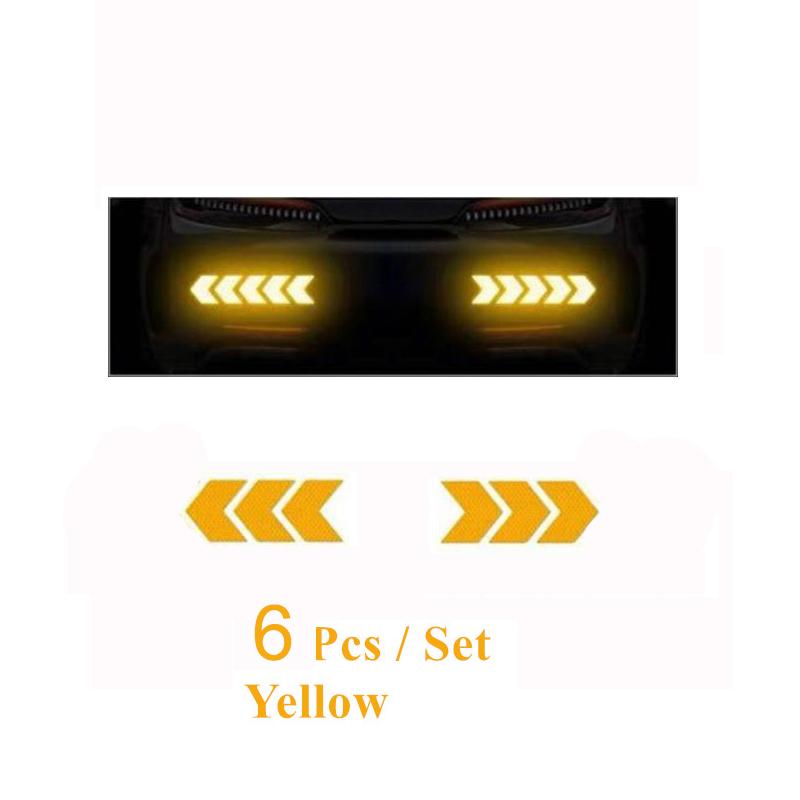 

6/20pcs Car Reflective Arrow Sticker Safety Warning Sticker for Car Bumper Trunk Reflector Hazard Tape Car Styling Luminous Film