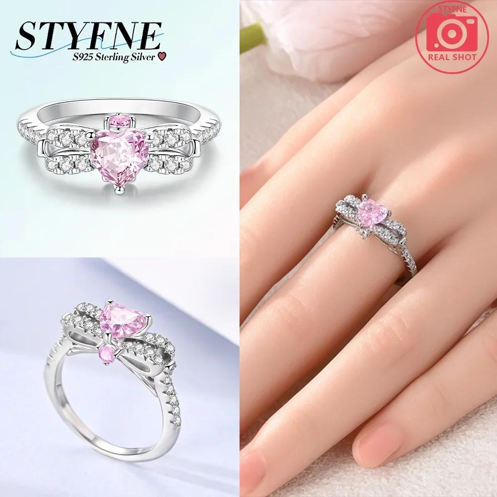copper Rings Pink Bow Heart Love Ring Star Shape Moon Ring for Women Girl Engagement Weddling Party Jewellery Anniversary