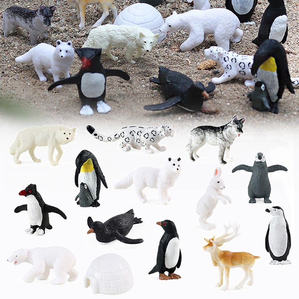 Educational Polar Bear Fox Rabbit Reindeer Wolf Arctic Animal Model Miniature Penguin Figurines