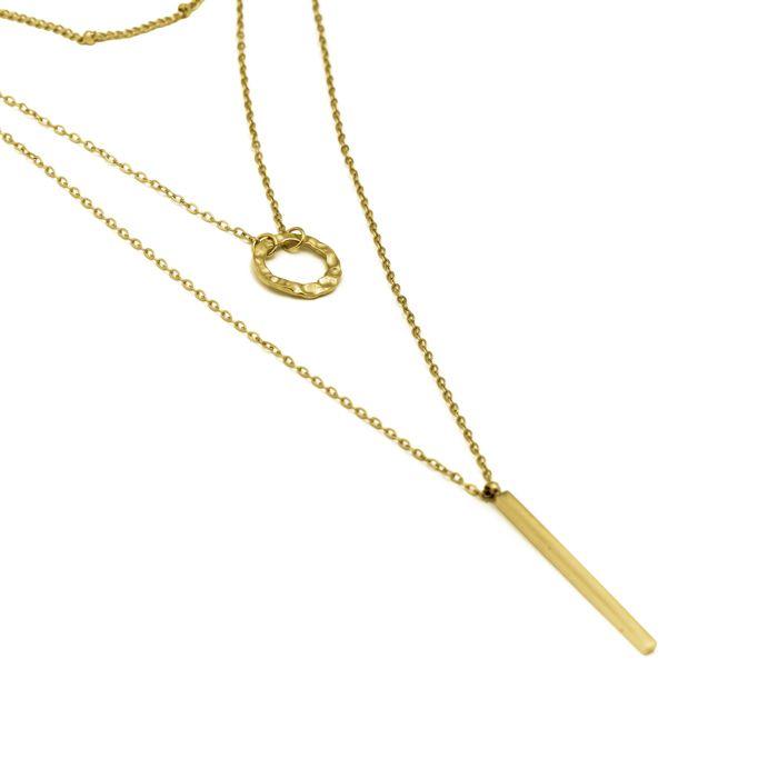 Collier - LUXENTER - Rewary - Or jaune 18 carats - Acier hypoallergénique - Longueurs 38/45/52 +5 cm