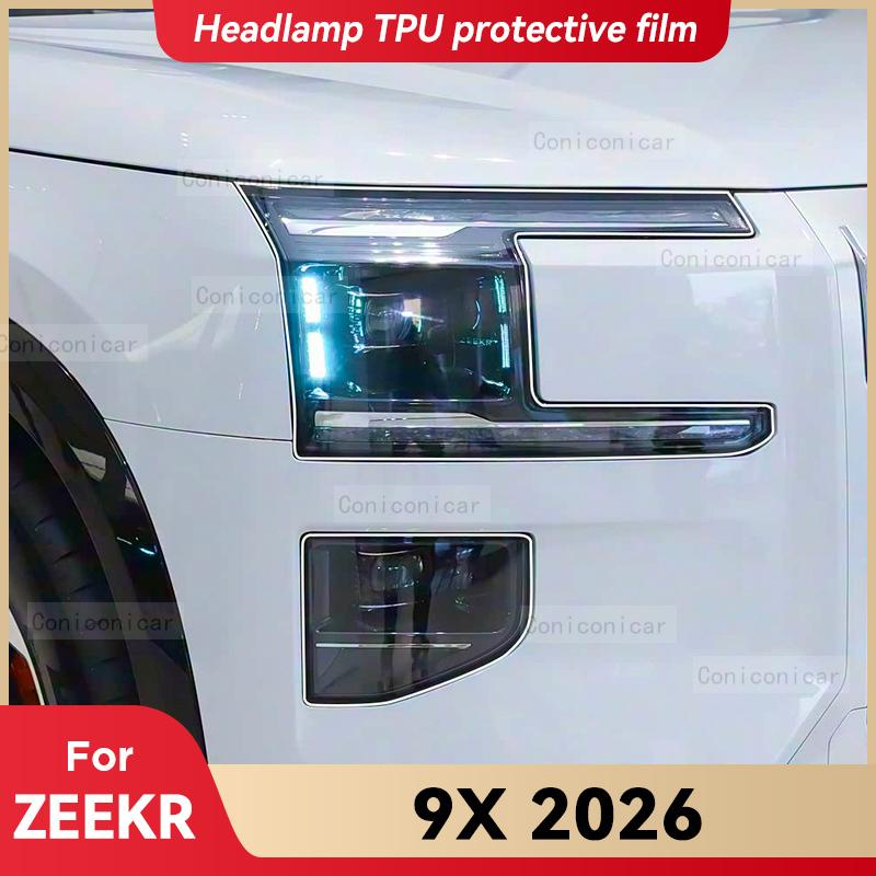 For ZEEKR 9X 2026 Car Headlight Transparent TPU Protective Cover Film Front Light Tint Change Color Sticker Accessories