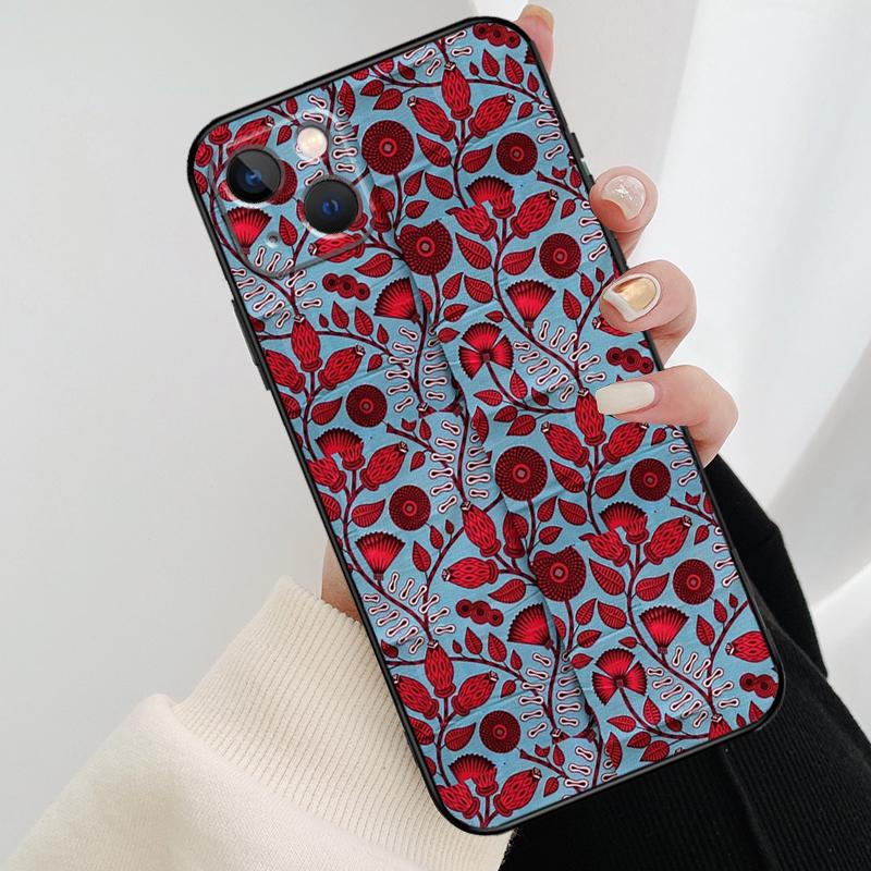 

African Wax Pattern Fabric Phone Case For iPhone 17 Pro Max 16 15 14 11 12 13 Pro Max mini 15 16 Plus 16e 17 Air Cover iPhone 14 Plus