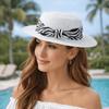 With Leopard Print Belt Straw Woven Hat Wide Brim Women's Sun Hat Retro Sunscreen Bucket Hat  Beach