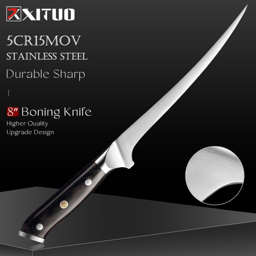 

8 Inch Boning Knife Stainless Steel Sharp Deboning Knife for Meat Cutting, Brisket Knife,Flexible Blade Curved Fish Fillet Knife